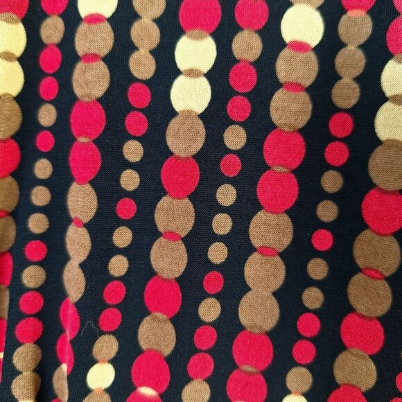 AB Studio Red Gold Black Faux Belt Polkadot Circles Blouse Italian Mob Wife Sz L - Picture 7 of 11